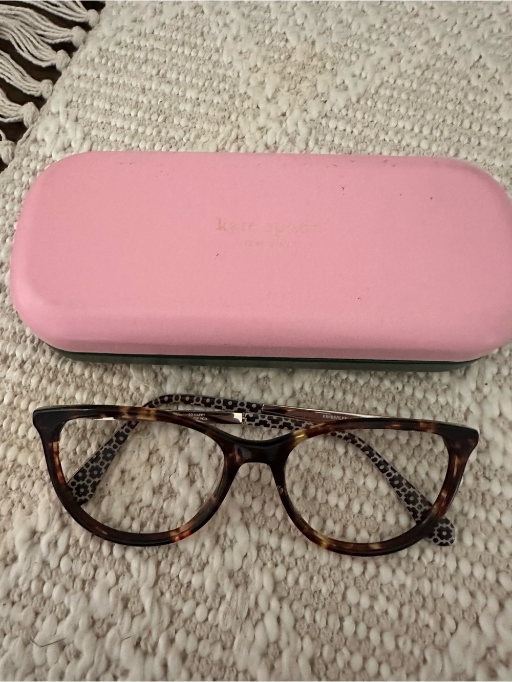 kate spade Pink Hard Case with Tortoiseshell Optical Frames